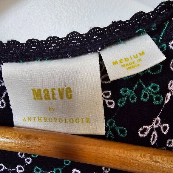 EUC MAEVE BY ANTHROPOLOGIE EMBROIDERED PATTERNED V NECK TIERED LACED TANK TOP M - Picture 10 of 15